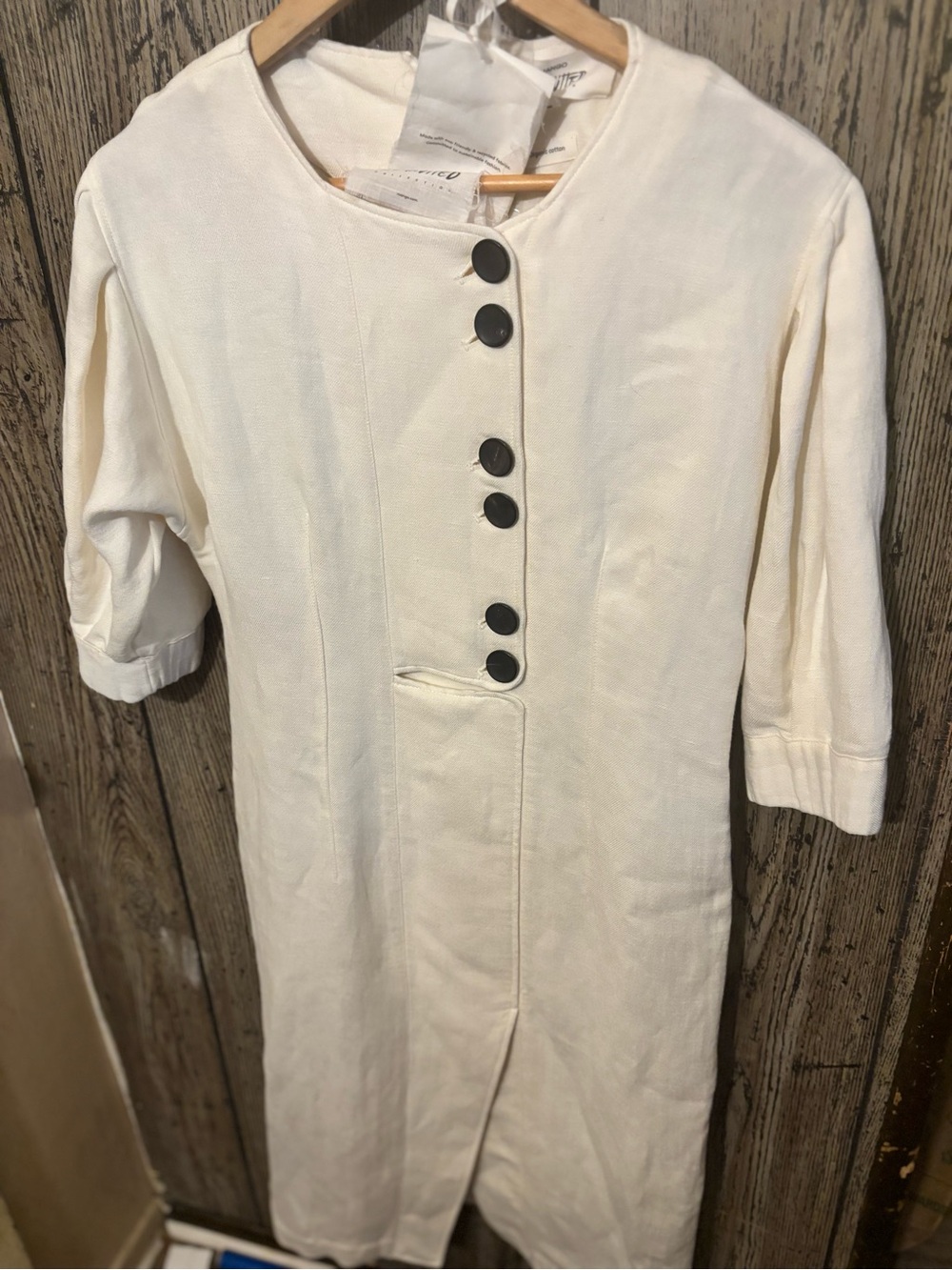 Mango Classic Ivory Button-Front Women’s Dress 100% Organic Cotton